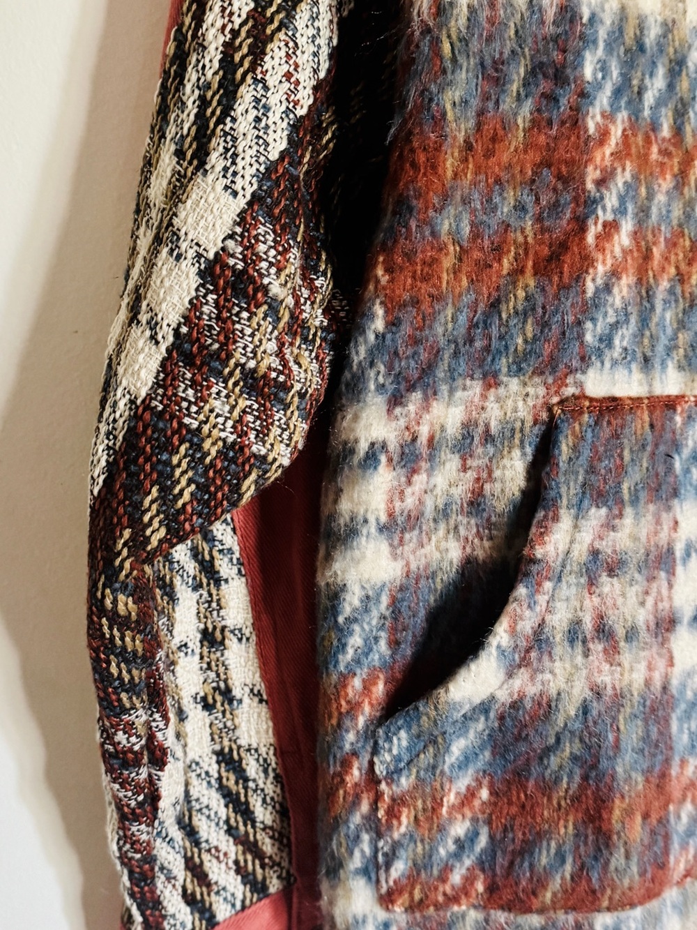 Umgee Plaid Mixed-Media Shacket in Rust - Picture 2 of 7